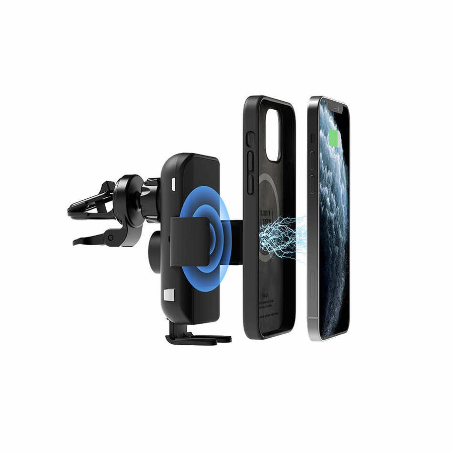 Elago Wireless Car Fast Charger with Auto-Clamping Car Mount-Black