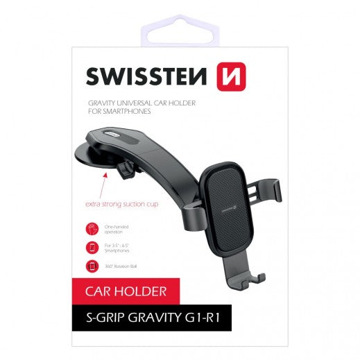 Swissten  Gravity Universal Car Holder for Smartphones -Black