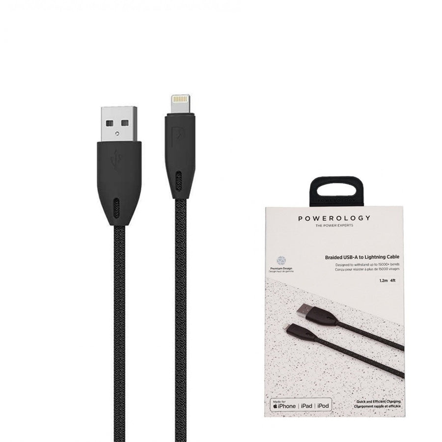 Shop Doodads - Poweroiogy Braided USB-A to Lightning Cable 1.2M -Black -